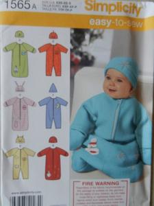 Sewing Patterns: Simplicity 1565A Baby Sleeping Bag and Hat Size XXS XS S