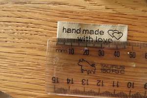 6 Bronze Handmade With Love and 2 Hearts Labels 55 x 15mm