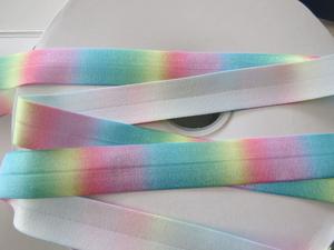 1m Variegated Pastel Rainbow Colours Wider 25mm FOE FoldOver Elastic