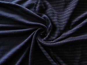 85 To 100 Merino Fabrics: 1.5m Plimco Navy Pink Stripe Star Eyelet 98.7% Merino 1.3% nylon 150g- longest piece left. Last 1.5m