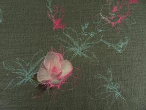 1.75m Pink Teal Flower Soft Green 100% Merino 190g Jersey Knit-precut piece