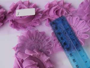 4 Purple Pink Shabby Chic Chiffon flowers  50mm diameter per flower approx. #8