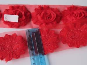 5 Red #12 Shade Shabby chic chiffon flowers 50mm flower diameter approx.- last s&hellip;