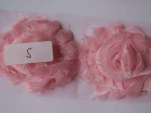 Needles Thread And Other Sewing Items: 3 x  #5 Pale pink Shabby chic chiffon flowers- 50mm flower.