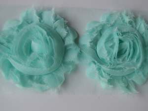 Needles Thread And Other Sewing Items: 5 Pale Green Shabby Chic Chiffon flowers  50mm diameter per flower approx.