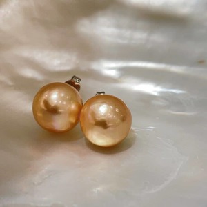 10-11mm Baroque Orange Freshwater Pearl Stud Earrings New Zealand Pearl