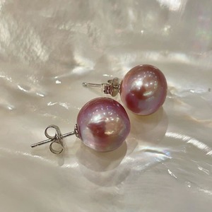 10-11mm Baroque Purple Freshwater Pearl Stud Earrings New Zealand Pearl