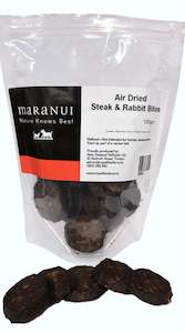 Dried Treats: Air Dried Steak & Rabbit Bites 100gm