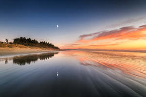 Seascapes: Waikuku Beach - Moonlit Sunrise | Gift Print