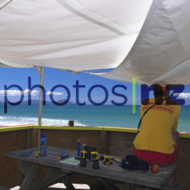 Sandy Bay wave sweep at twilight