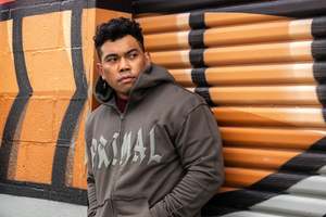 Rough style zipped hoodie