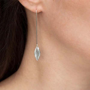 Leaf Earrings Long | Sterling Silver