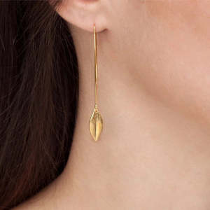 Leaf Earrings Long | 22ct Gold Plate