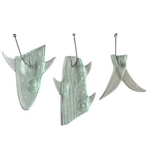Glass Fish & Hook Trio Wall Sculpture