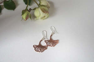 Copper & Silver Gingko Biloba Leaf Earrings