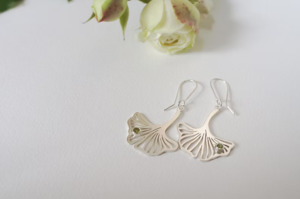 Jewellery: Silver Gingko Biloba Leaf Earrings