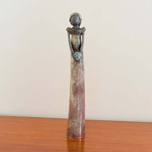 Lady In Black Clay With Blue Posy by Jenny Matthews