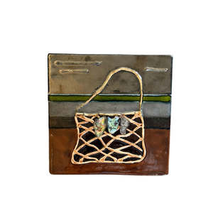 Ceramic Wall Plaque | Kete With 3 Paua Shells