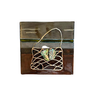 Ceramic Wall Plaque | Kete With 2 Paua Shells