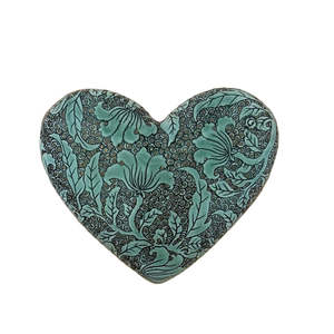 Wall Art: Embossed Green Hanging Heart | Medium
