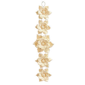 Wall Art: Vertical Flower Wall Hanging | White