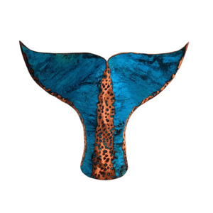 Copper Sculptures: Copper Whale Tail | Large Blue
