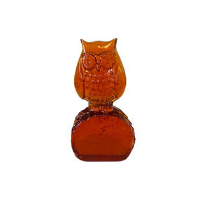 Glass Or Resin Sculptures: Savvy | Small Amber Glass Owl