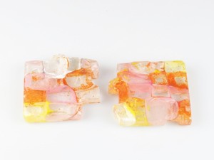 Glass Or Resin Sculptures: Large Glass Coaster Pair