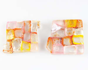 Glass Or Resin Sculptures: Small Glass Coaster Pair