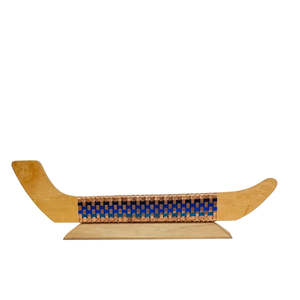 Wood Sculptures: Copper & Blue Aluminium Waka On Plinth