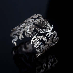 RYU Benevolent Dragon Silver Cuff Bangle