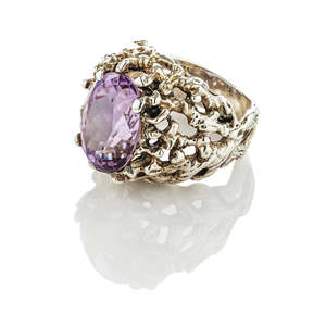 Rings: Coral Gemstone Ring Purple Amethyst