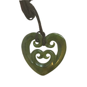 Triple Koru Heart Pounamu Pendant