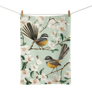 Cloths Mats: Chatty Fantails Tea Towel
