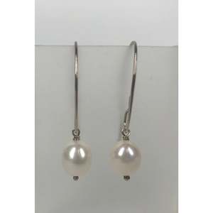Ali Shannon: Pearl Drop Silver Hoop Earrings