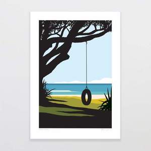 Glenn Jones: Beach Swing Art Print