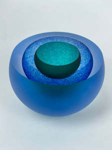 Rebecca Heap: Frosted Double Bubble Jade / Copper Blue