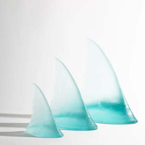 New: Cast Glass Sharks Fins | Celadon Blue
