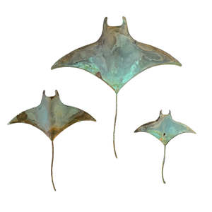 Copper Manta Rays | Set Of 3 | Green Patina