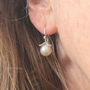 Nightshade Pearl Earrings |Fine Silver With Sterling Silver Hooks