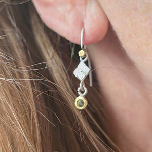 New: Green Sapphire Kite Earrings | Silver & 24ct Gold