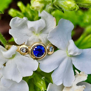 New: Ceylon Sapphire & Diamond Chloris Ring | 18ct Gold