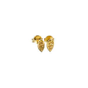 Tiny Leaf Stud Earrings | Gold Plated Sterling Silver