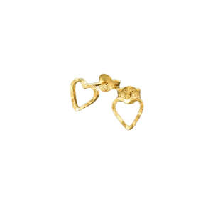 Jewellery: Heart Stud Earrings | Gold Plated Sterling Silver