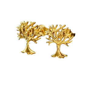 Tree Of Life Stud Earrings | Gold Plated Sterling Silver