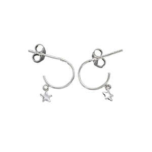 Jewellery: Star Charm Hoop Stud Earrings | Sterling Silver