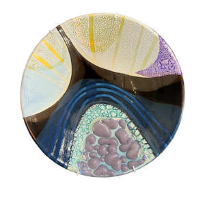 Handcrafts: Wall Hung Bowl | Blue White Purple Textured