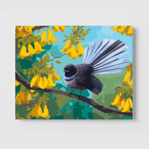 Fantail In Kowhai | Paint By Numbers Kit Set | 40x50cm