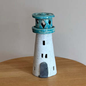 Ceramic Lighthouse | Turquoise Roof | Large