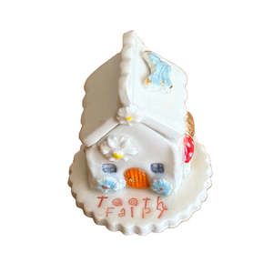 Sculpture: Ceramic Tooth Fairy House | Blue Butterfly